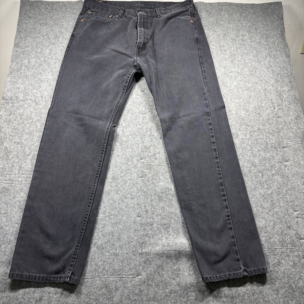 Levi's 505 Men's Jeans 38x34 Black Straight Leg Mid‎ Rise Denim Classic Fit - Picture 2 of 9